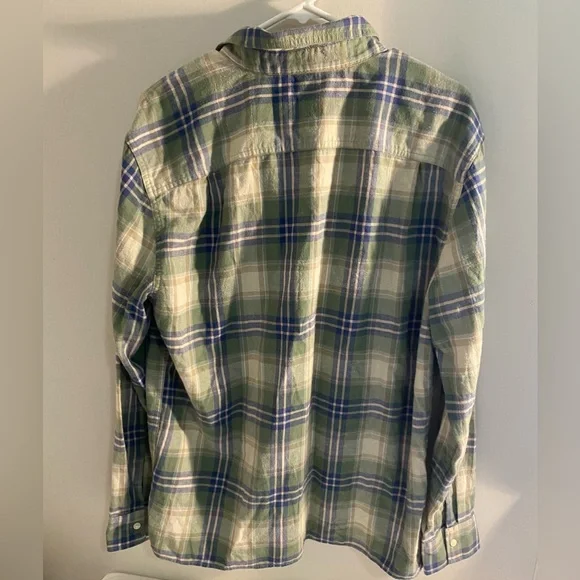 American Eagle Plaid Flannel Button Up Shirt Green Plaid Size Medium - Picture 2 of 4